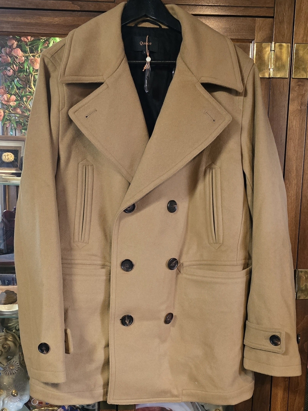 Quince Men's Italian Wool Peacoat Jacket Caramel